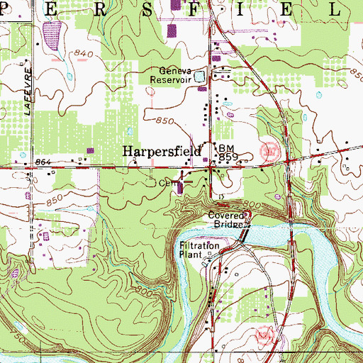 Topographic Map of Harpersfield Fire Department Station 1 Headquarters, OH
