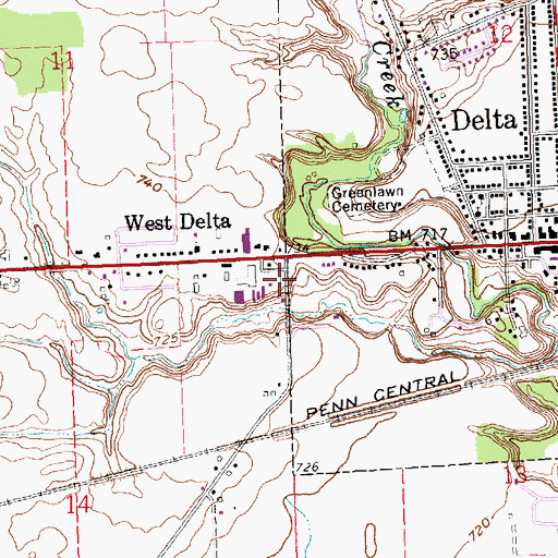 Topographic Map of Delta Community Fire Department Station 2, OH
