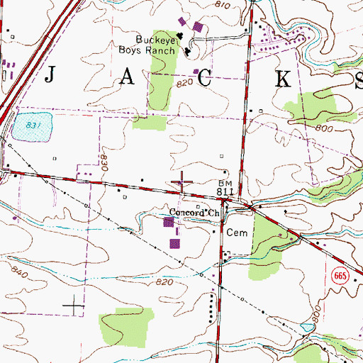 Topographic Map of Jackson Township Fire Department Station 203, OH