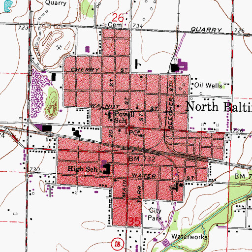 Topographic Map of North Baltimore Fire Department, OH