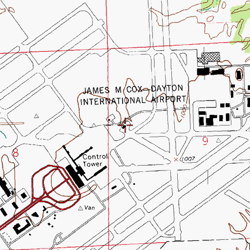 Topographic Map of Dayton International Airport Fire Department, OH