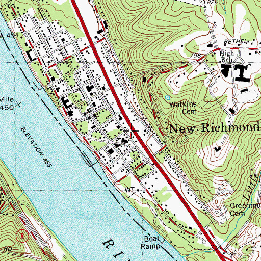 Topographic Map of New Richmond Fire and EMS Station 36, OH