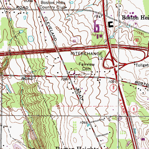 Topographic Map of Boston Heights Fire Department, OH