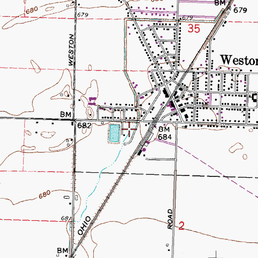 Topographic Map of Weston Fire Department, OH