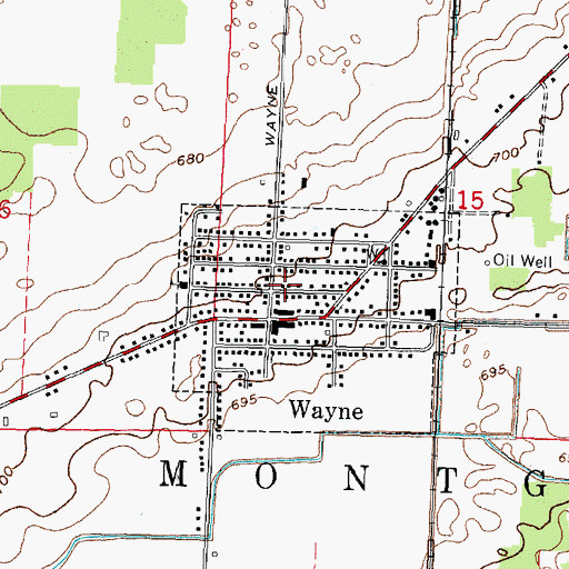 Topographic Map of Wayne Volunteer Fire Department, OH