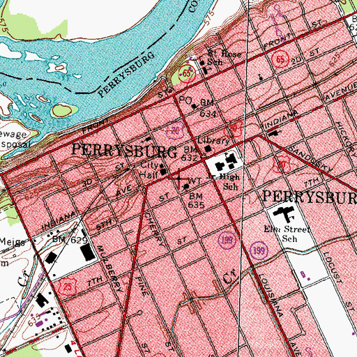 Topographic Map of Perrysburg Fire Division, OH