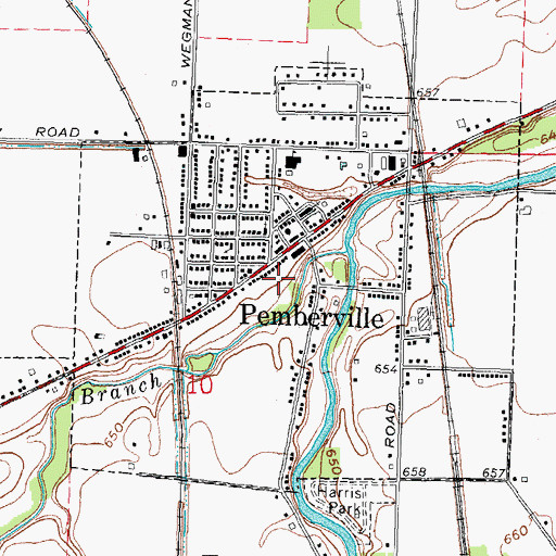 Topographic Map of Pemberville - Freedom Fire Department, OH
