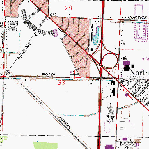 Topographic Map of Northwood Fire Department - Station 2, OH
