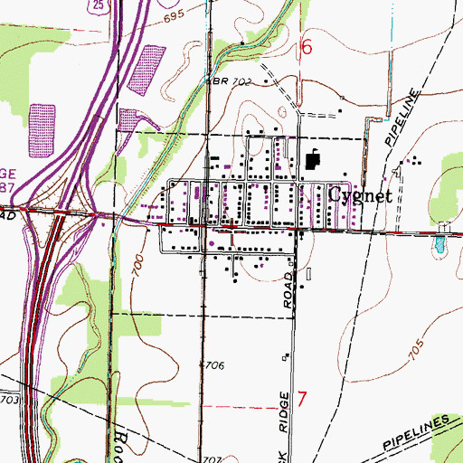Topographic Map of Cygnet Fire Department, OH