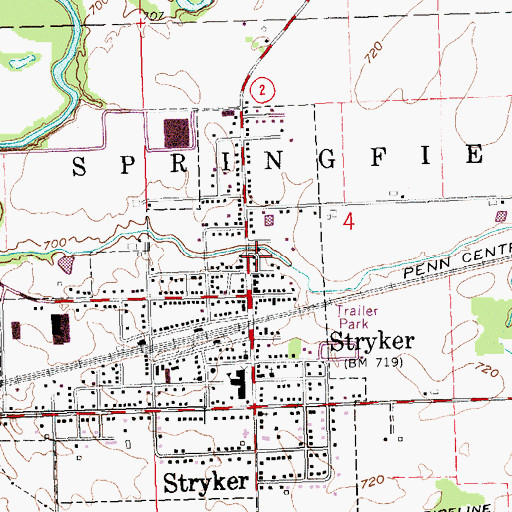 Topographic Map of Springfield Township Stryker Village Fire Department, OH