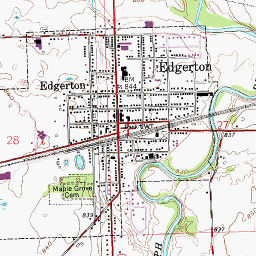 Topographic Map of Edgerton Fire Department, OH