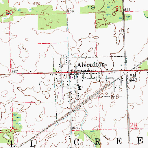 Topographic Map of Alvordton - Millcreek Township Fire Department, OH