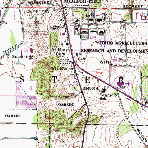 Topographic Map of Wooster Township Fire Department, OH