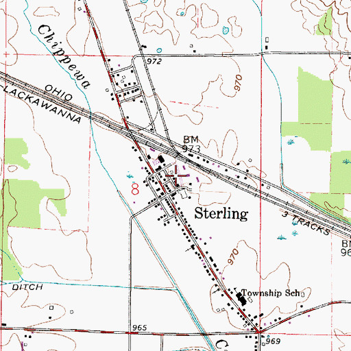Topographic Map of Sterling Fire District, OH