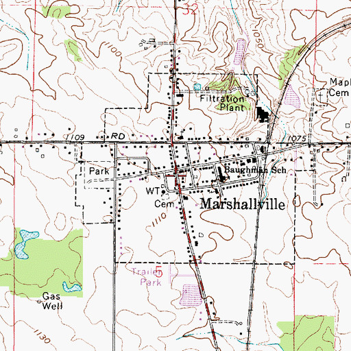 Topographic Map of Marshallville Volunteer Fire Department, OH