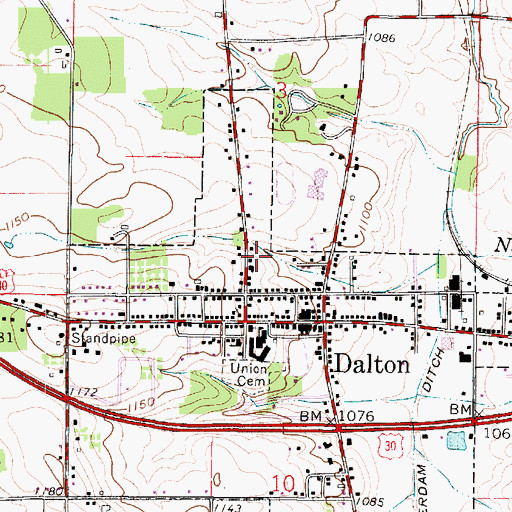 Topographic Map of East Wayne Fire District - Dalton Station, OH