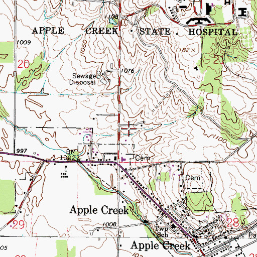 Topographic Map of Apple Creek Volunteer Fire Department, OH