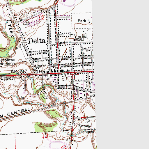 Topographic Map of Delta Community Fire Department Station 1, OH