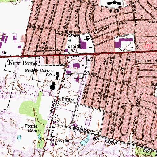 Topographic Map of Prairie Township Fire Department Station 241 Headquarters, OH
