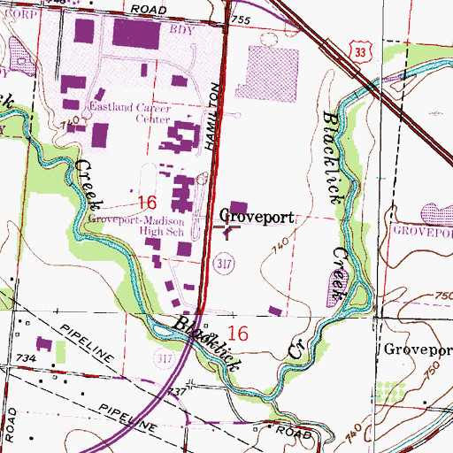 Topographic Map of Madison Township Fire Department Station 181, OH