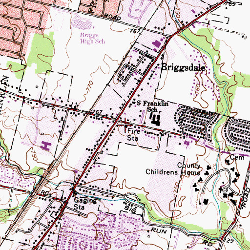 Topographic Map of Franklin Township Fire Department Station 193 Headquarters, OH