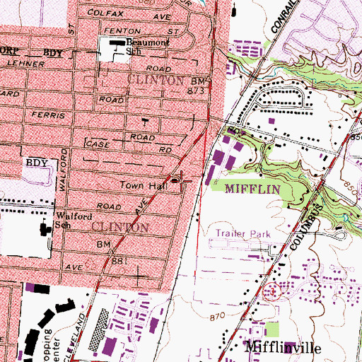 Topographic Map of Clinton Township Fire Department Station 61, OH