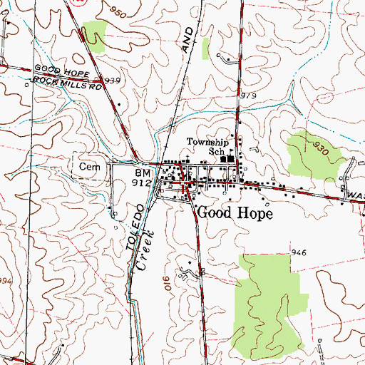 Topographic Map of Wayne Township Fire Department Station 200, OH
