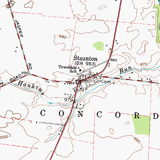 Topographic Map of Concord - Green Township Volunteer Fire Department, OH