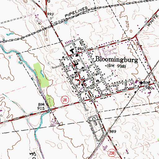 Topographic Map of Bloomington Joint Fire District Station 400, OH