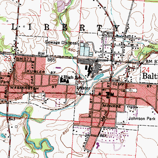 Topographic Map of Basil Joint Fire District Station 610 Headquarters, OH