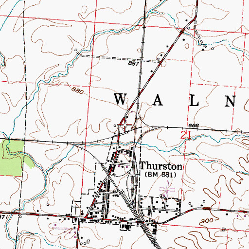 Topographic Map of Thurston - Walnut Township Fire Department, OH