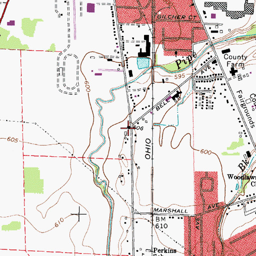 Topographic Map of Perkins Township Fire Department Station 2, OH