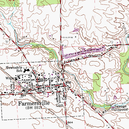 Topographic Map of Farmersville Fire Department, OH