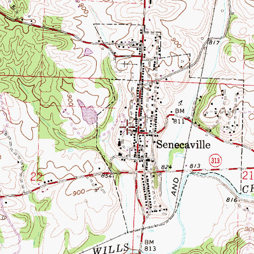 Topographic Map of Senecaville Fire Department, OH
