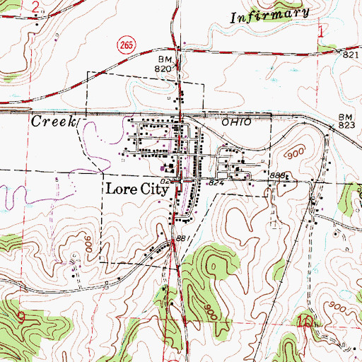 Topographic Map of Lore City Fire Department, OH