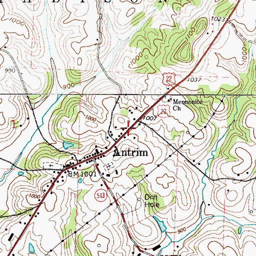 Topographic Map of Antrim Community Volunteer Fire Department, OH