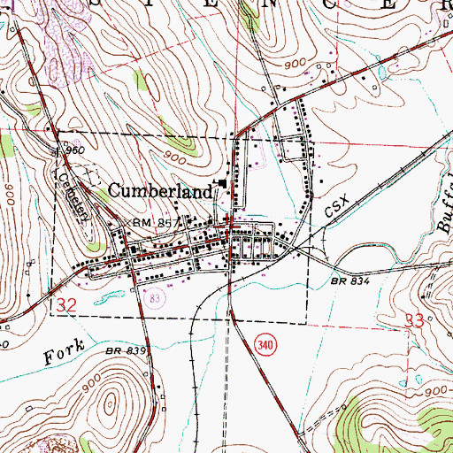 Topographic Map of Cumberland Volunteer Fire Department and Emergency Squad, OH