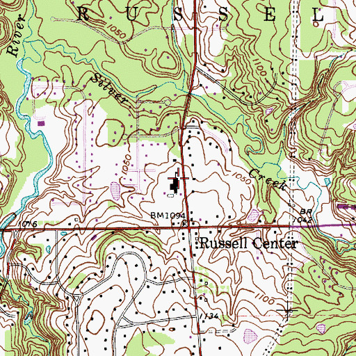 Topographic Map of Russell Township Fire Department, OH