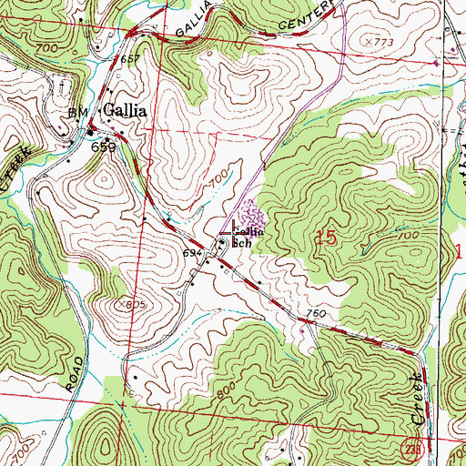 Topographic Map of Greenfield Township Volunteer Fire Department, OH