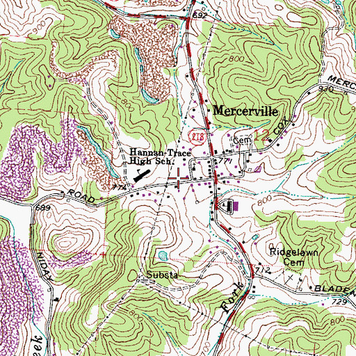 Topographic Map of Gallia County District Two Volunteer Fire Department, OH