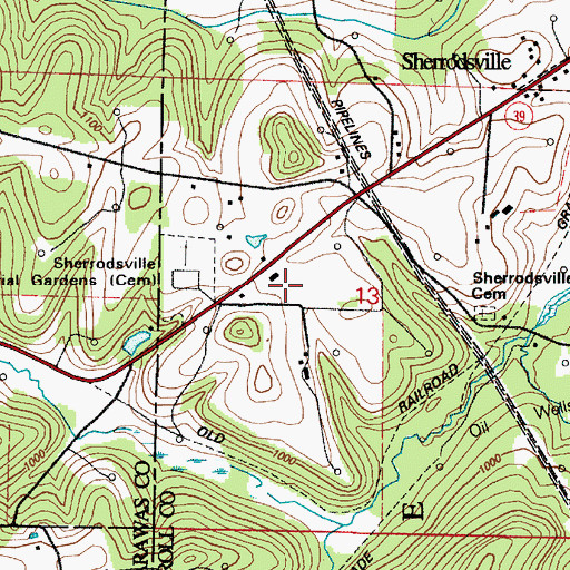 Topographic Map of Sherrodsville Volunteer Fire Department, OH