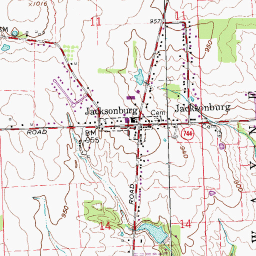 Topographic Map of Wayne Township Fire Department, OH