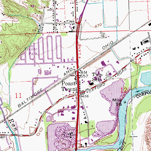 Topographic Map of Madison Township Fire Department Station 152, OH