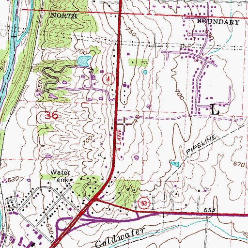 Topographic Map of Monroe Fire Department Station 2 Headquarters, OH