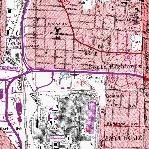 Topographic Map of Middletown Division of Fire Station 3 Headquarters, OH