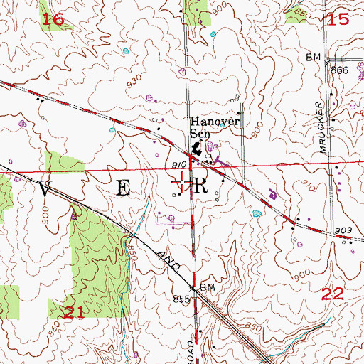 Topographic Map of Hanover Township Fire and Emergency Medical Services, OH