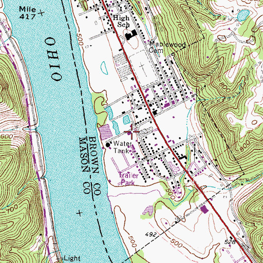 Topographic Map of Ripley Fire Department, OH