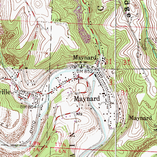 Topographic Map of Maynard Community Volunteer Fire Department Station 29, OH