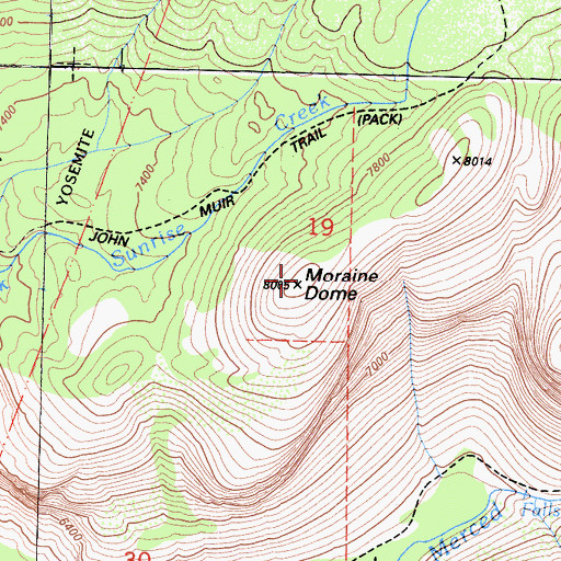 Topographic Map of Moraine Dome, CA