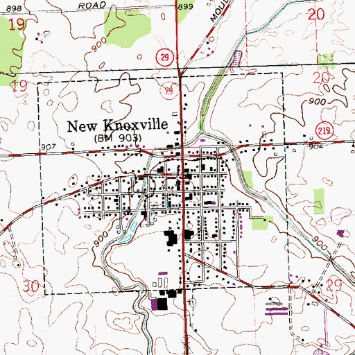 Topographic Map of New Knoxville - Washington Township Fire Department, OH